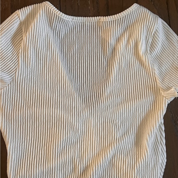 Cream Ribbed Ruched Blouse - Picture 4 of 7
